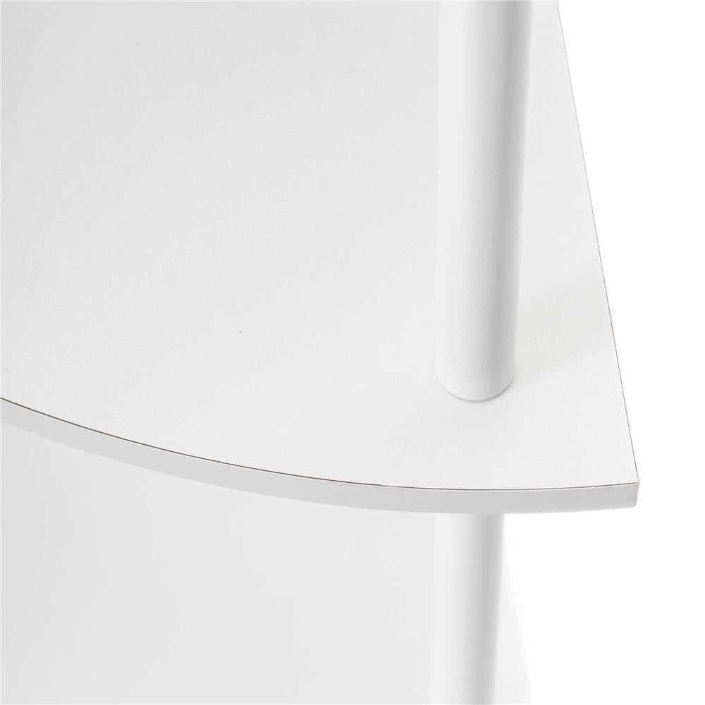 Raft de colt cu 5 polite, MDF, cadru metalic, 148x30x30 cm, alb