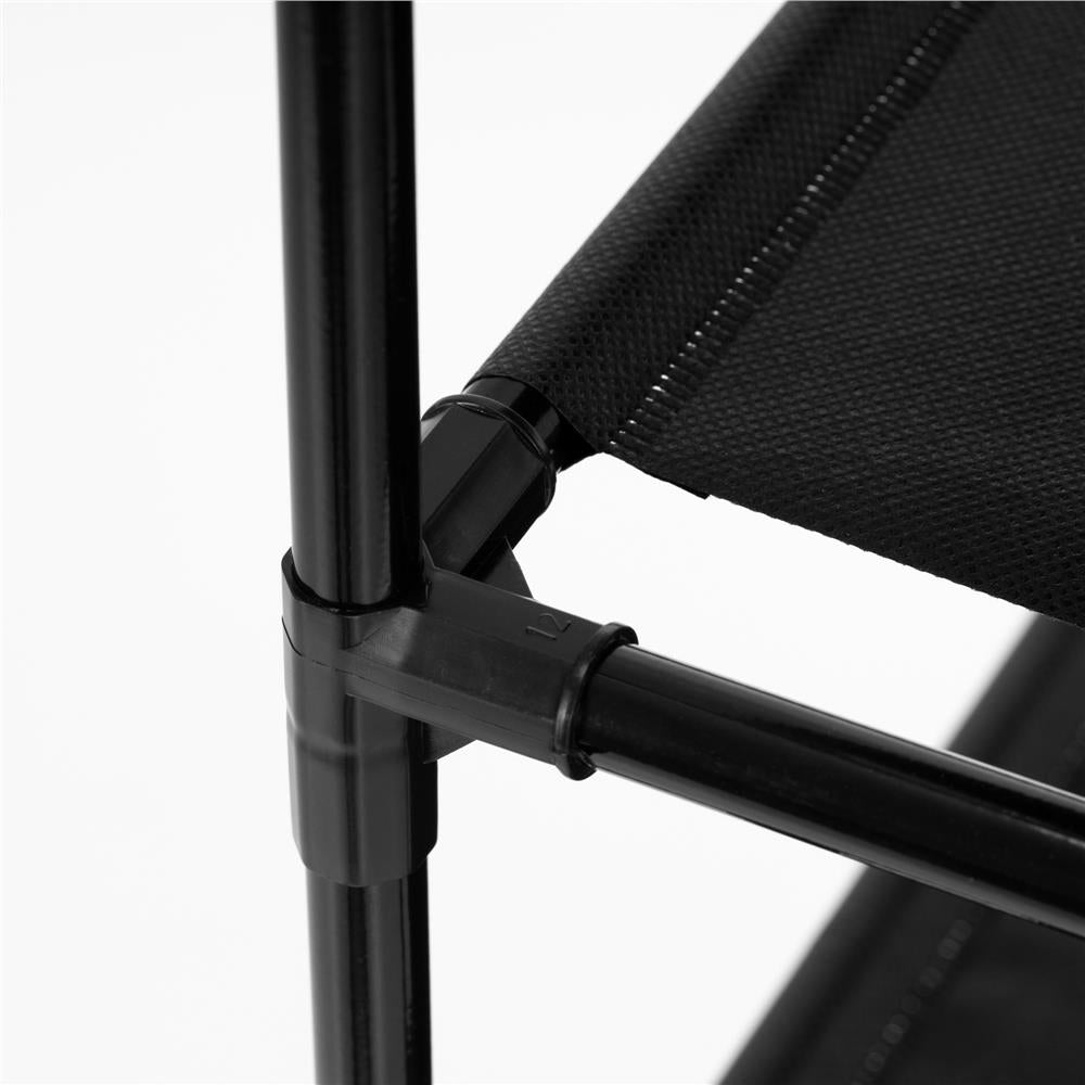Raft pantofi cu 4 polite, structura metalica si rafturi textile, 72x28x75 cm, negru