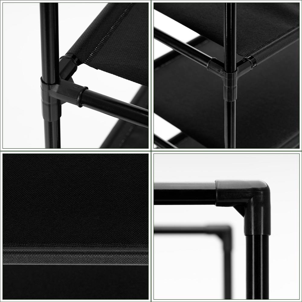 Raft pantofi cu 4 polite, structura metalica si rafturi textile, 72x28x75 cm, negru