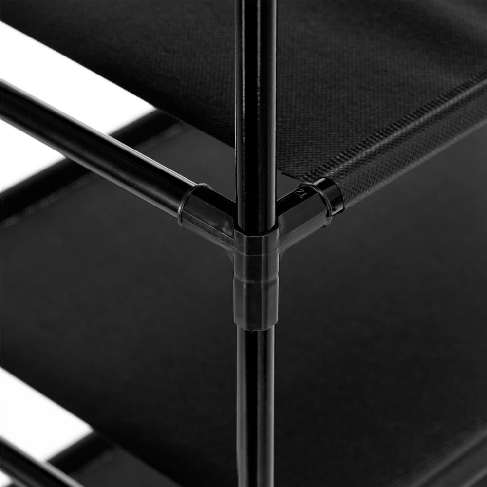 Raft pantofi cu 4 polite, structura metalica si rafturi textile, 72x28x75 cm, negru