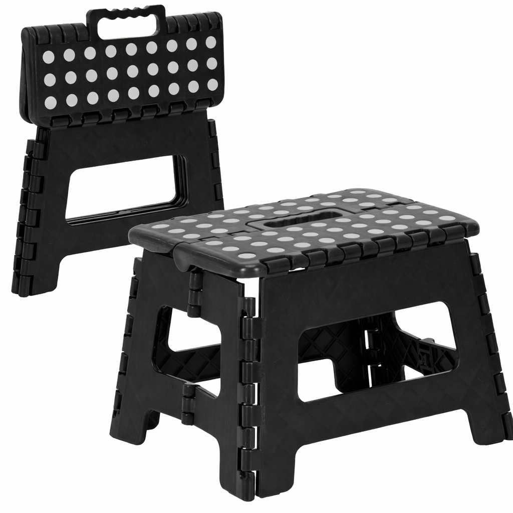 Scaun inaltator multifunctional tip scara, antiderapant, 22 cm, maxim 150 kg, negru