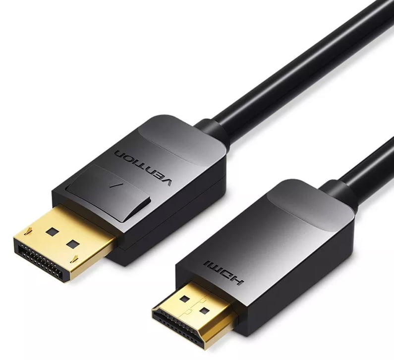 Cablu video Vention, DisplayPort(T) la HDMI(T), 1.5m, rezolutie maxima 1080p la 60 Hz, conectori auriti, cupru, invelis PVC, negru, "HADBG" - 6922794733336