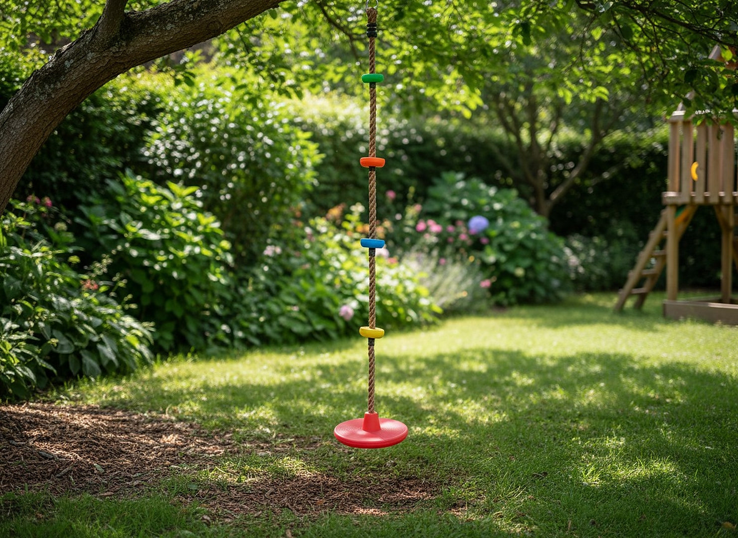 Franghie pentru catarat cu disc, 220 cm, fibra impletita, capacitate 60 kg, multicolor