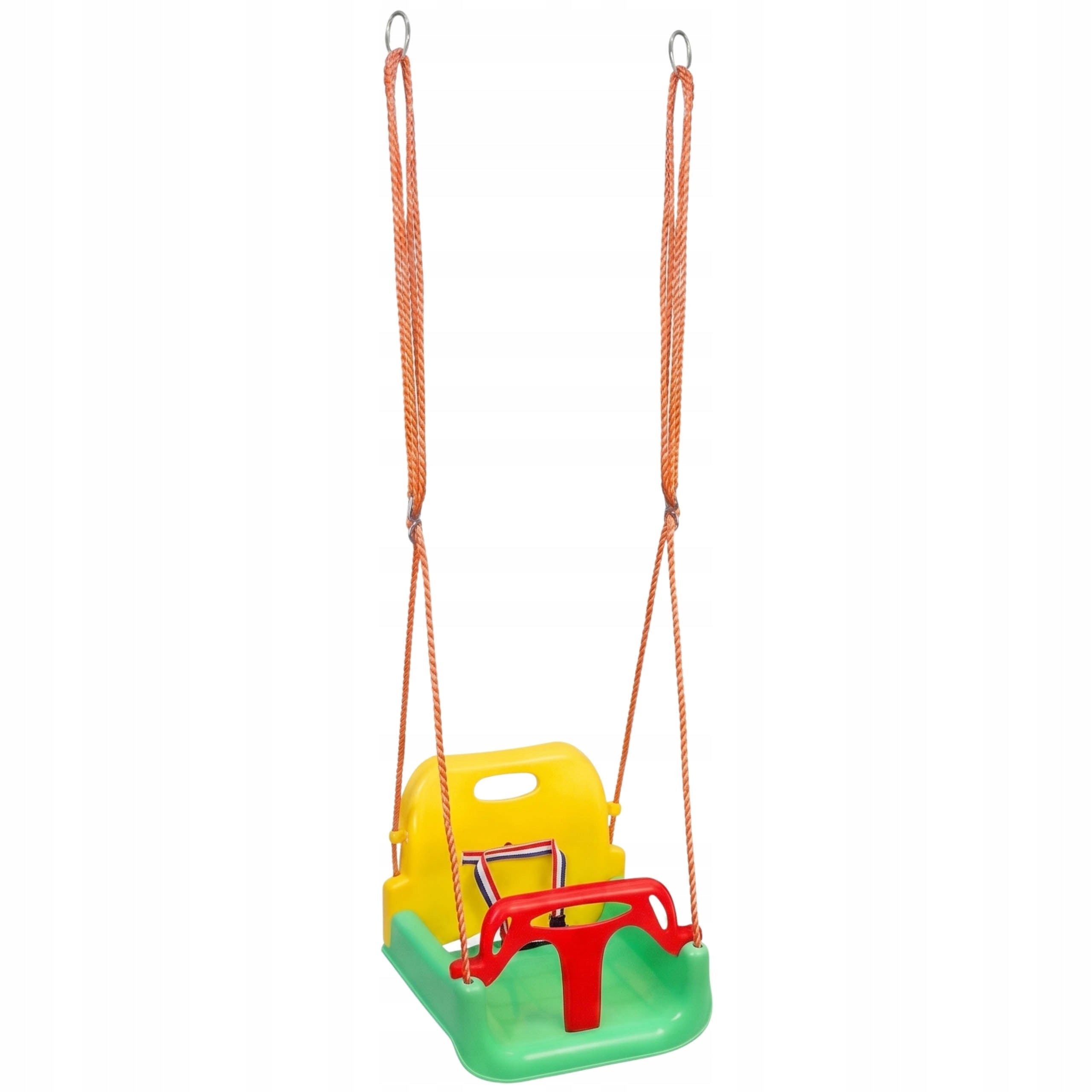 Leagan copii tip scaun, cu spatar, sistem blocare si centura siguranta, pana la 45 kg, 42x38x41 cm, multicolor