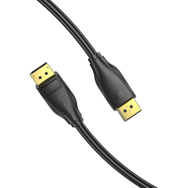 Cablu video Vention, DisplayPort(T) la DisplayPort(T), 5m, rezolutie maxima 8K la 60Hz/4K la 120Hz, conectori auriti, cupru/argint, invelis PVC, negru, "HCDBJ" - 6922794762091
