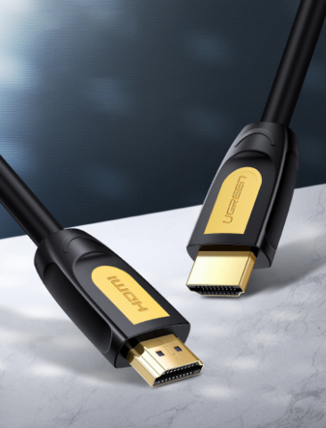 CABLU video Ugreen, "HD101" HDMI (T) la HDMI (T), rezolutie maxima 4K UHD (3840 x 2160) la 60 Hz, round cable, conectori auriti, 3m, galben + negru "10130" - 6957303811304