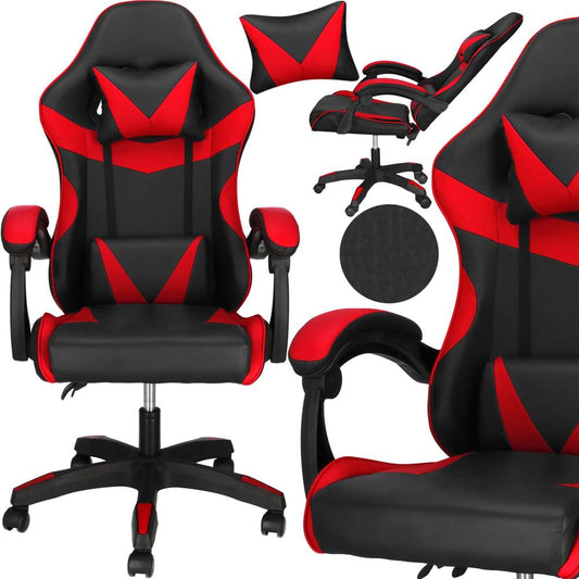 Scaun birou pentru gaming, ergonomic, suport lombar si tetiera, 114-123x55x50 cm, negru si rosu - 2
