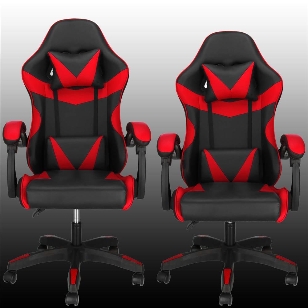 Scaun birou pentru gaming, ergonomic, suport lombar si tetiera, 114-123x55x50 cm, negru si rosu