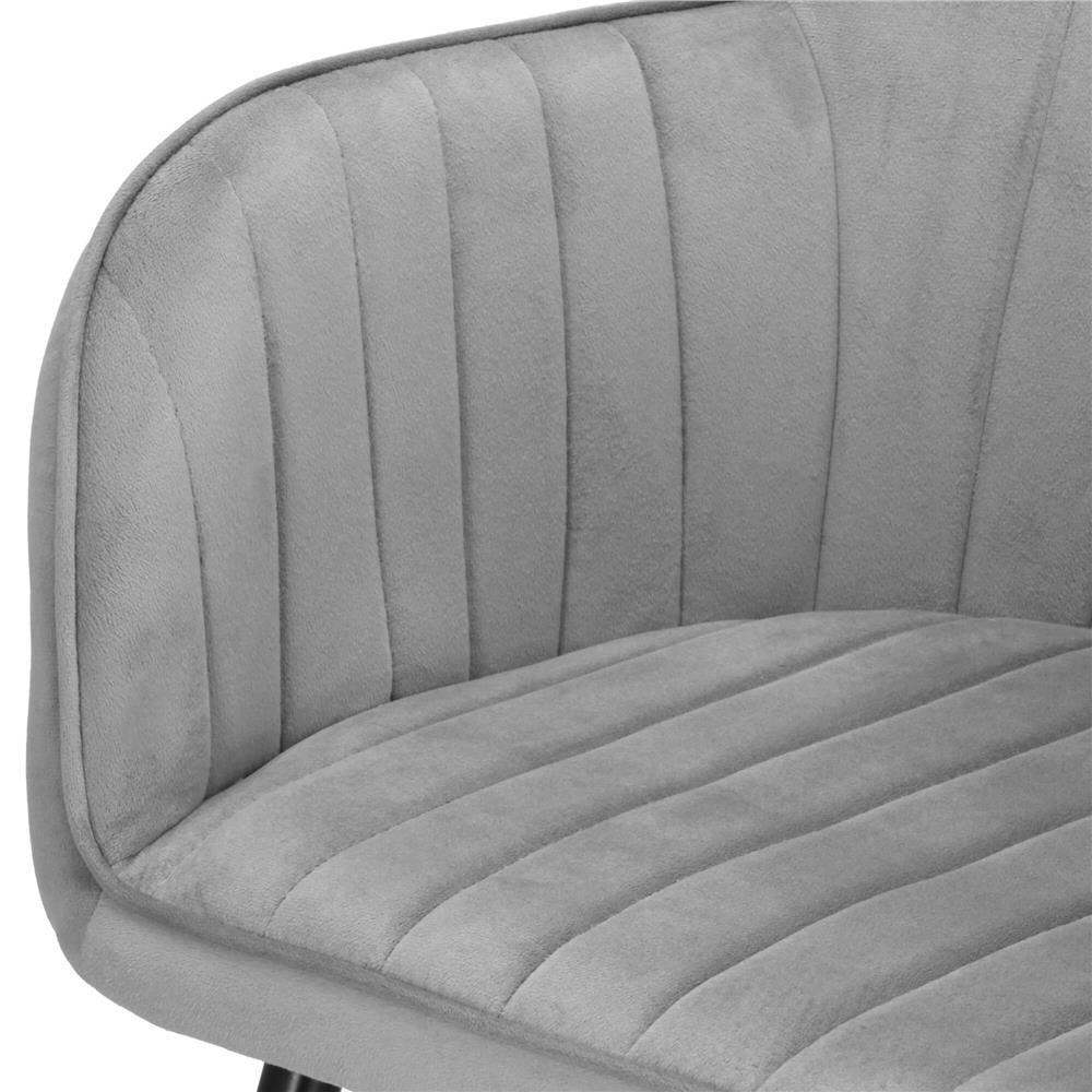 Scaun living tapitat, design modern, catifea, picioare metalice, 85x52x46 cm, gri