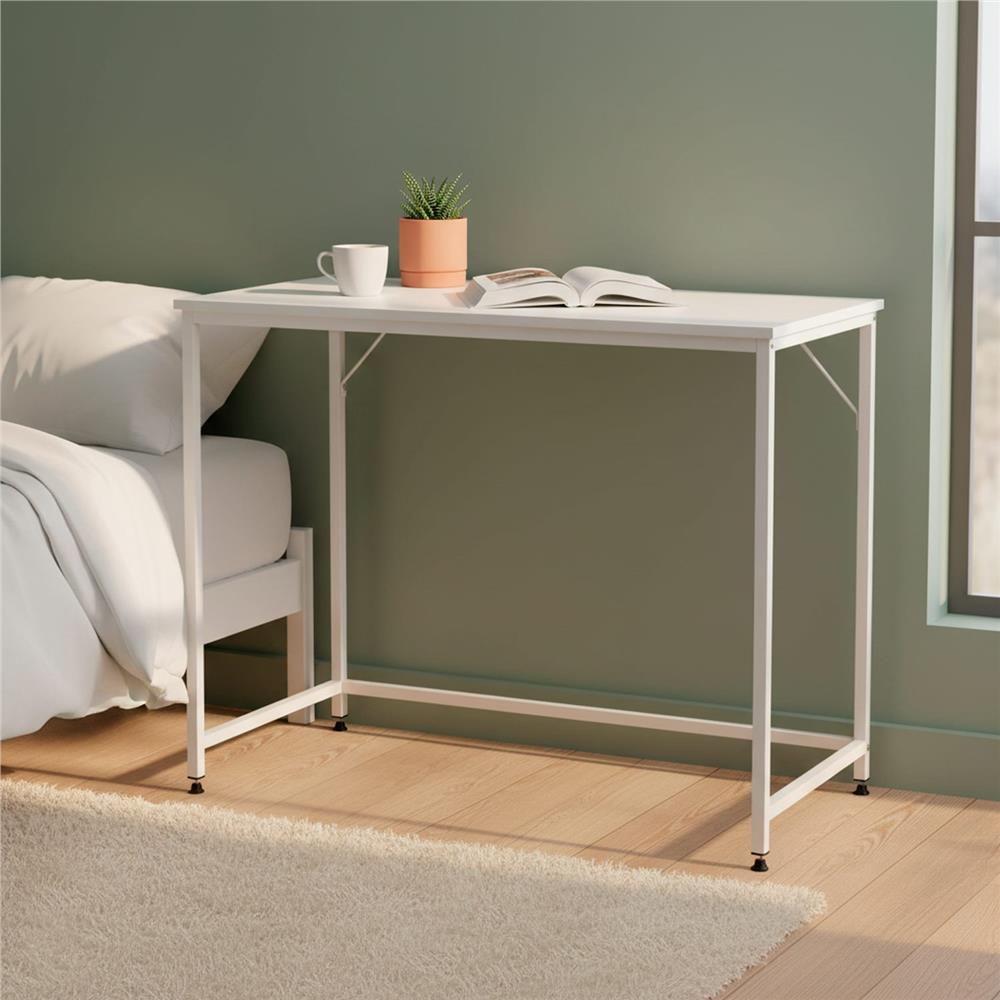 Birou cu blat MDF si cadru metalic, 100x50x76 cm, alb
