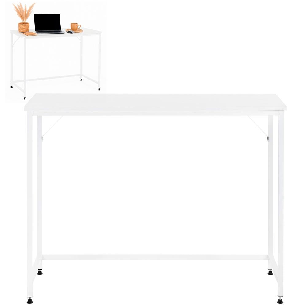 Birou cu blat MDF si cadru metalic, 100x50x76 cm, alb