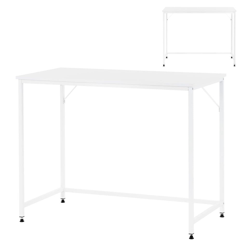 Birou cu blat MDF si cadru metalic, 100x50x76 cm, alb