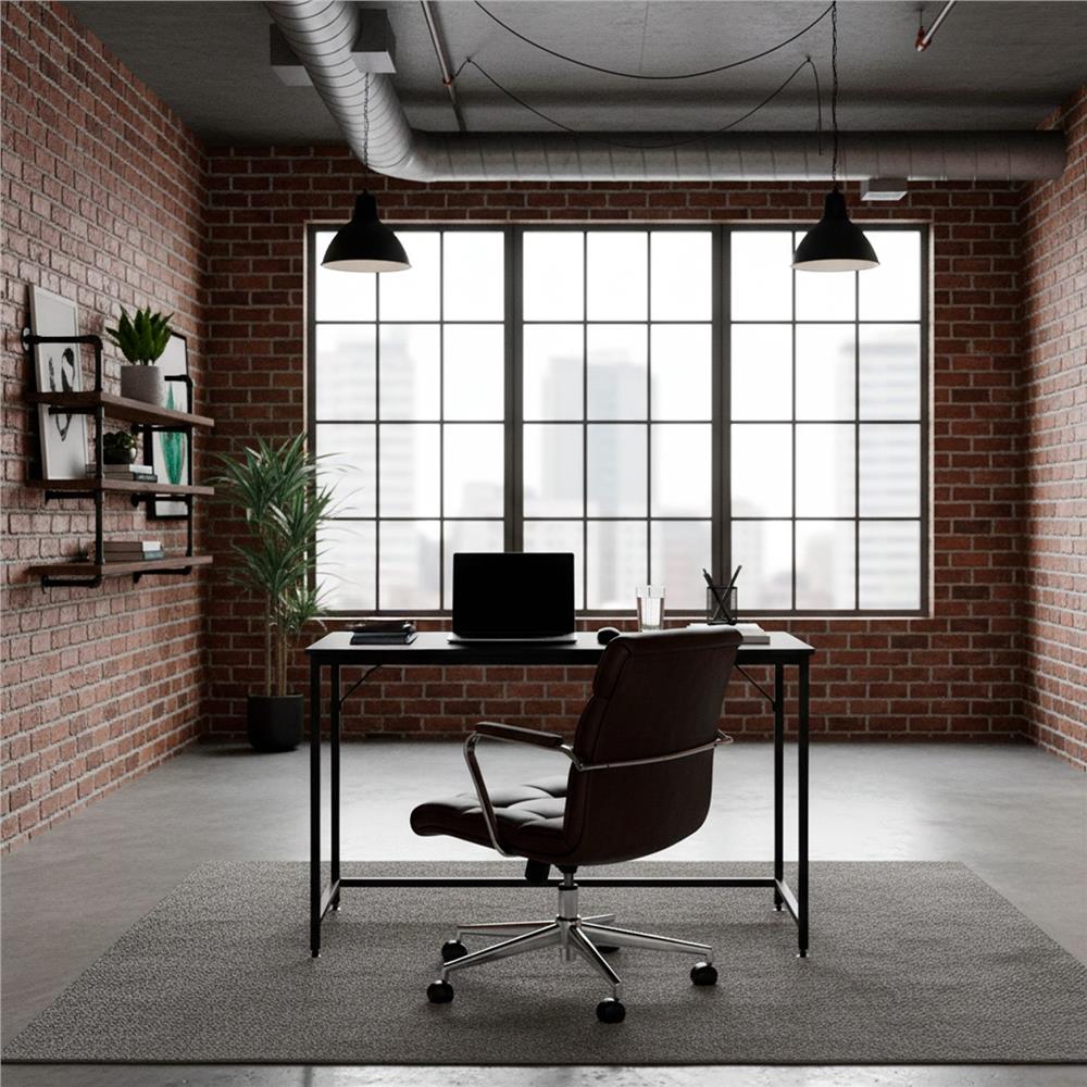 Birou cu blat MDF si cadru metalic, 100x50x76 cm, negru