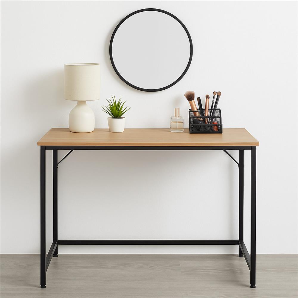 Birou cu blat MDF si cadru metalic, 100x50x76 cm, maro deschis