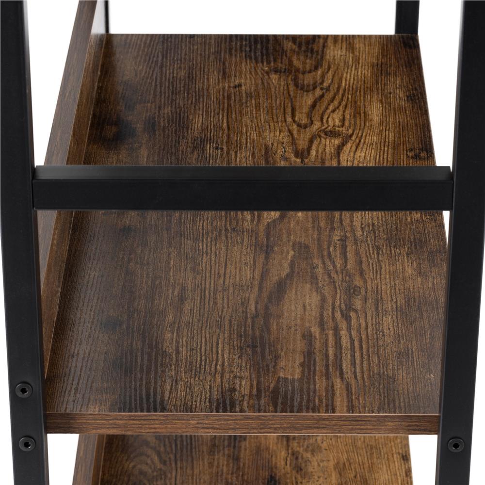 Etajera cu 4 polite din MDF si cadru metalic, stil industrial, 60x28x124.5 cm, maro inchis si negru