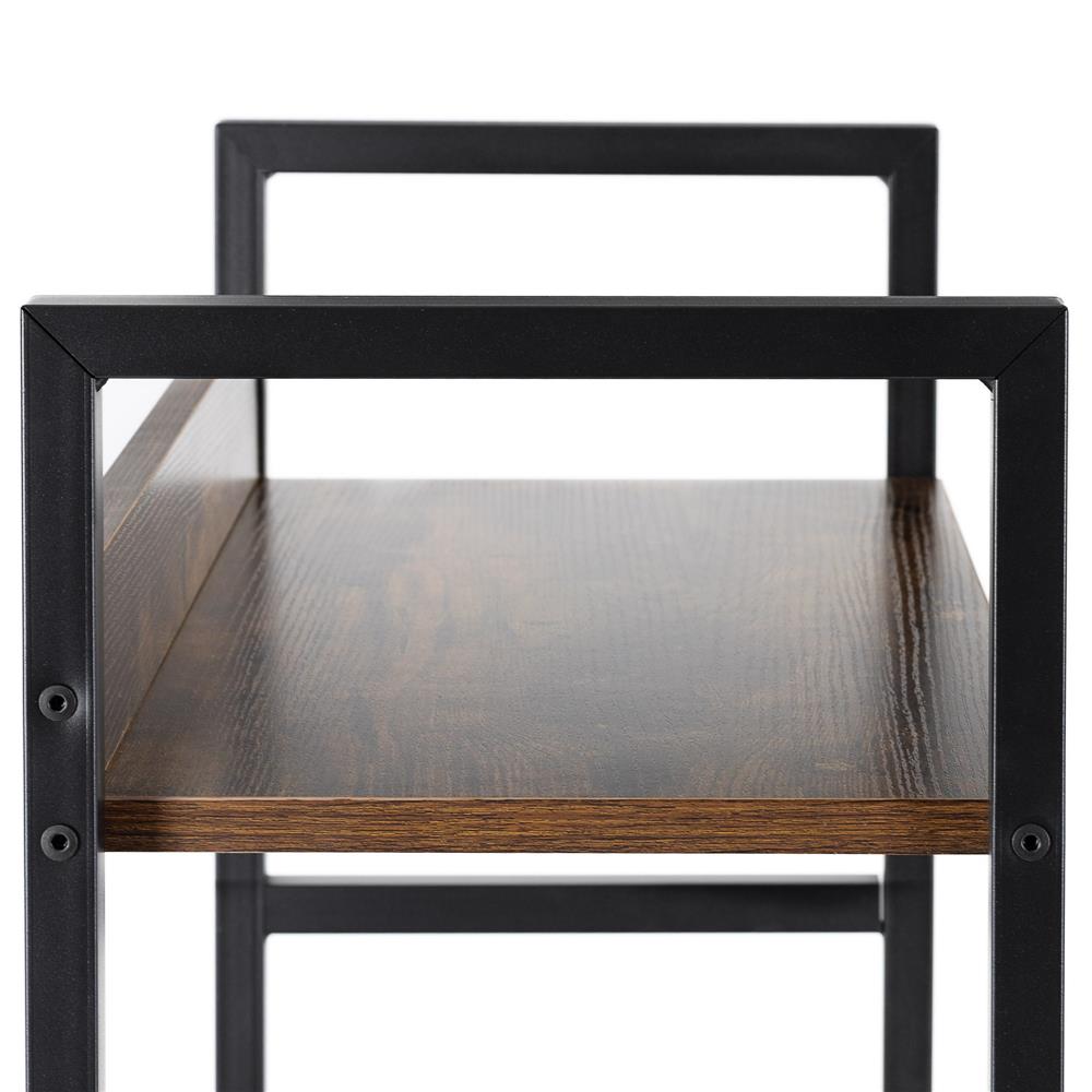 Etajera cu 4 polite din MDF si cadru metalic, stil industrial, 60x28x124.5 cm, maro inchis si negru