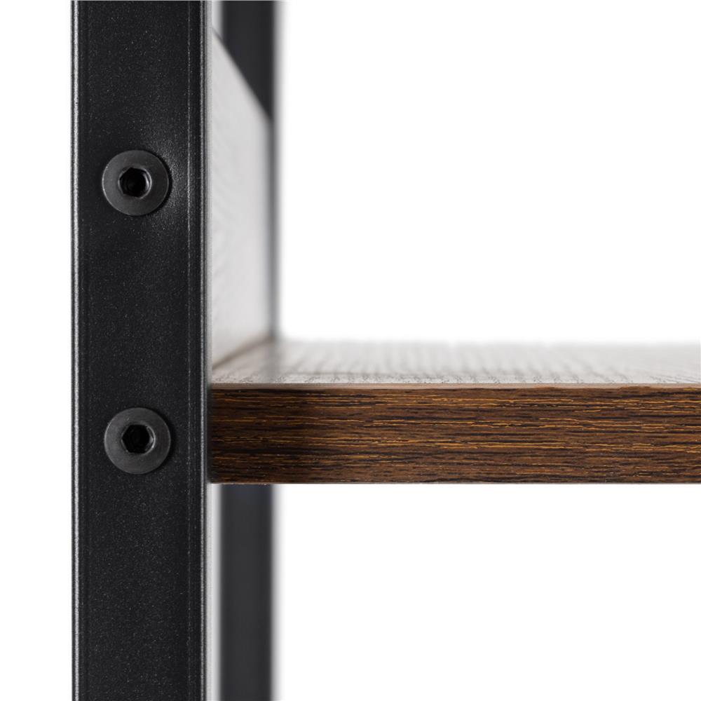 Etajera cu 4 polite din MDF si cadru metalic, stil industrial, 60x28x124.5 cm, maro inchis si negru