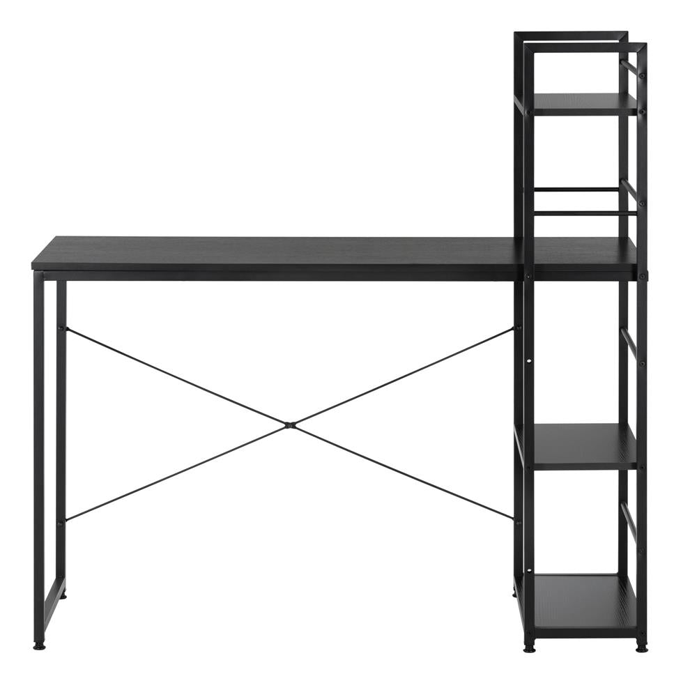 Birou cu blat MDF si rafturi laterale, cadru metalic, 120x48x122 cm, negru