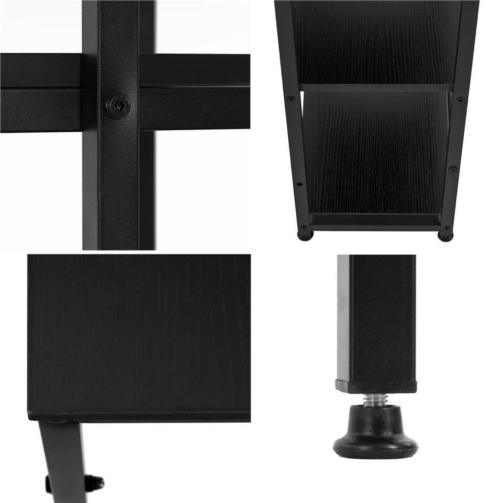 Birou cu blat MDF si rafturi laterale, cadru metalic, 120x48x122 cm, negru