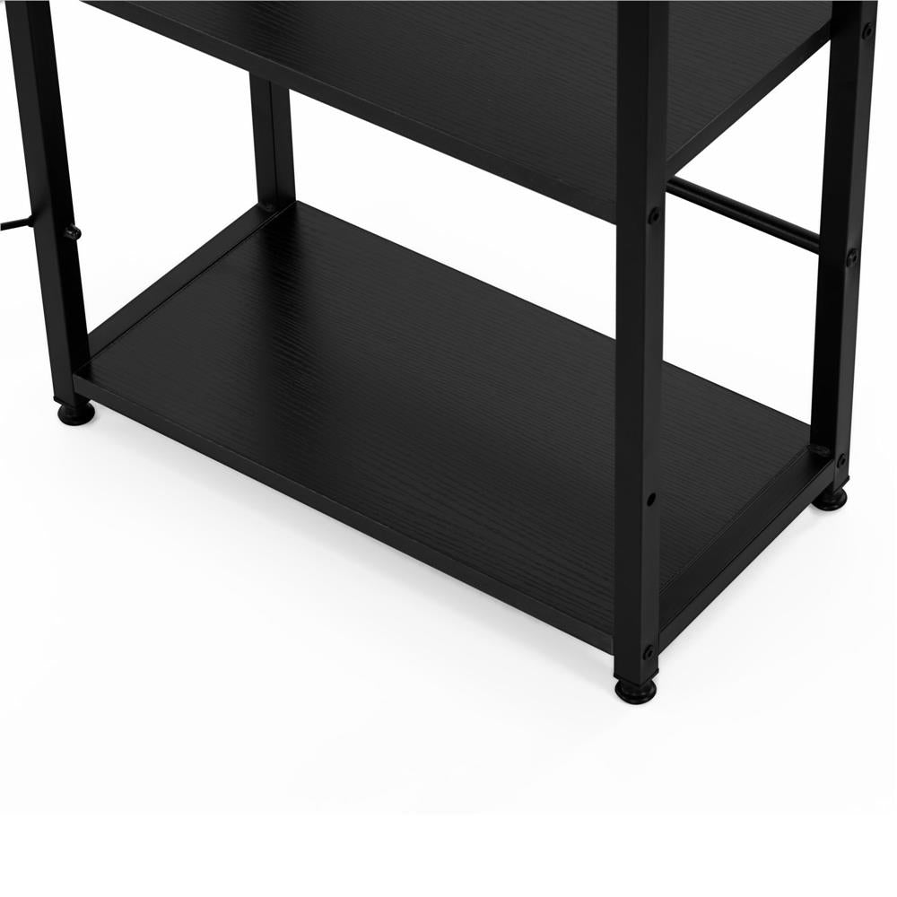 Birou cu blat MDF si rafturi laterale, cadru metalic, 120x48x122 cm, negru