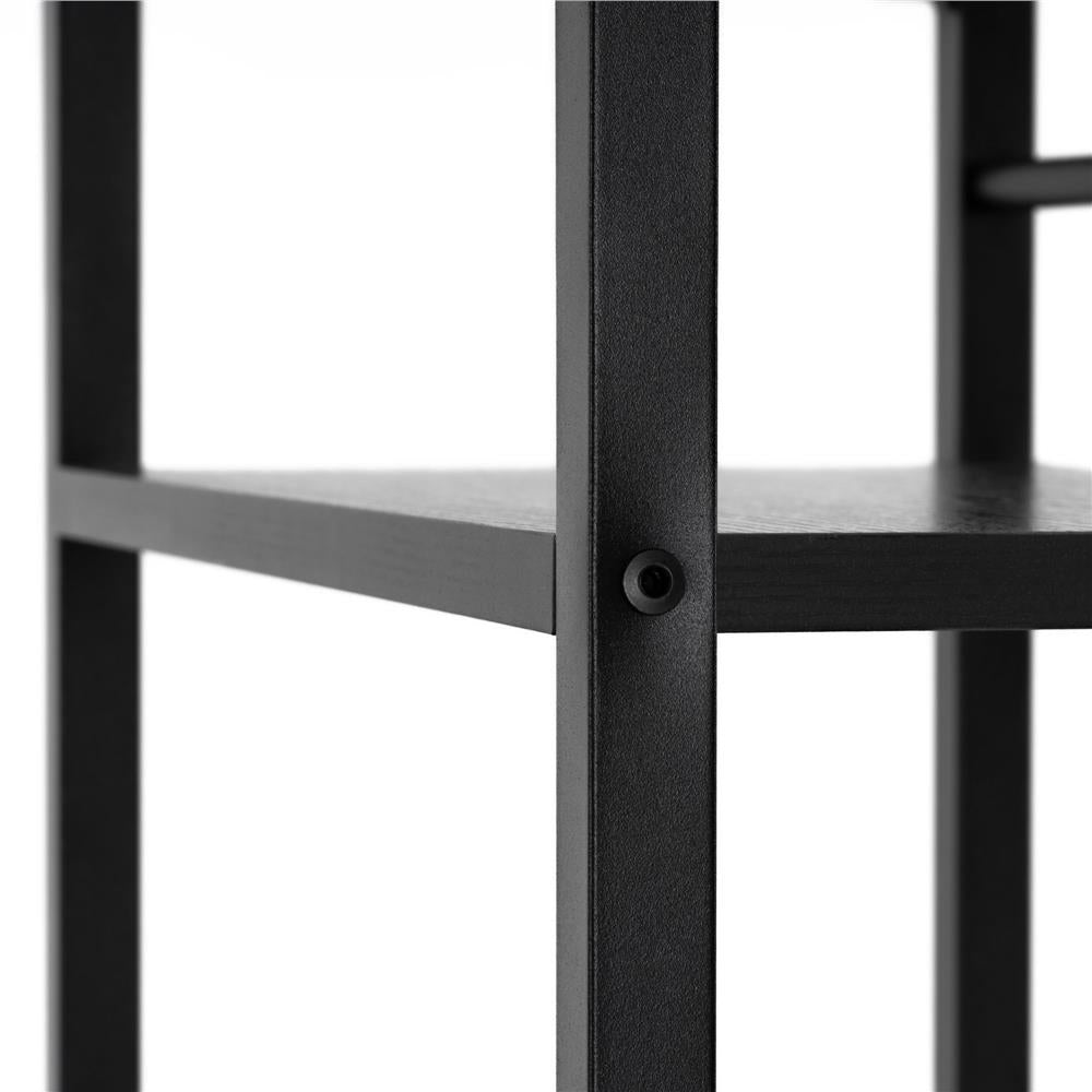 Birou cu blat MDF si rafturi laterale, cadru metalic, 120x48x122 cm, negru