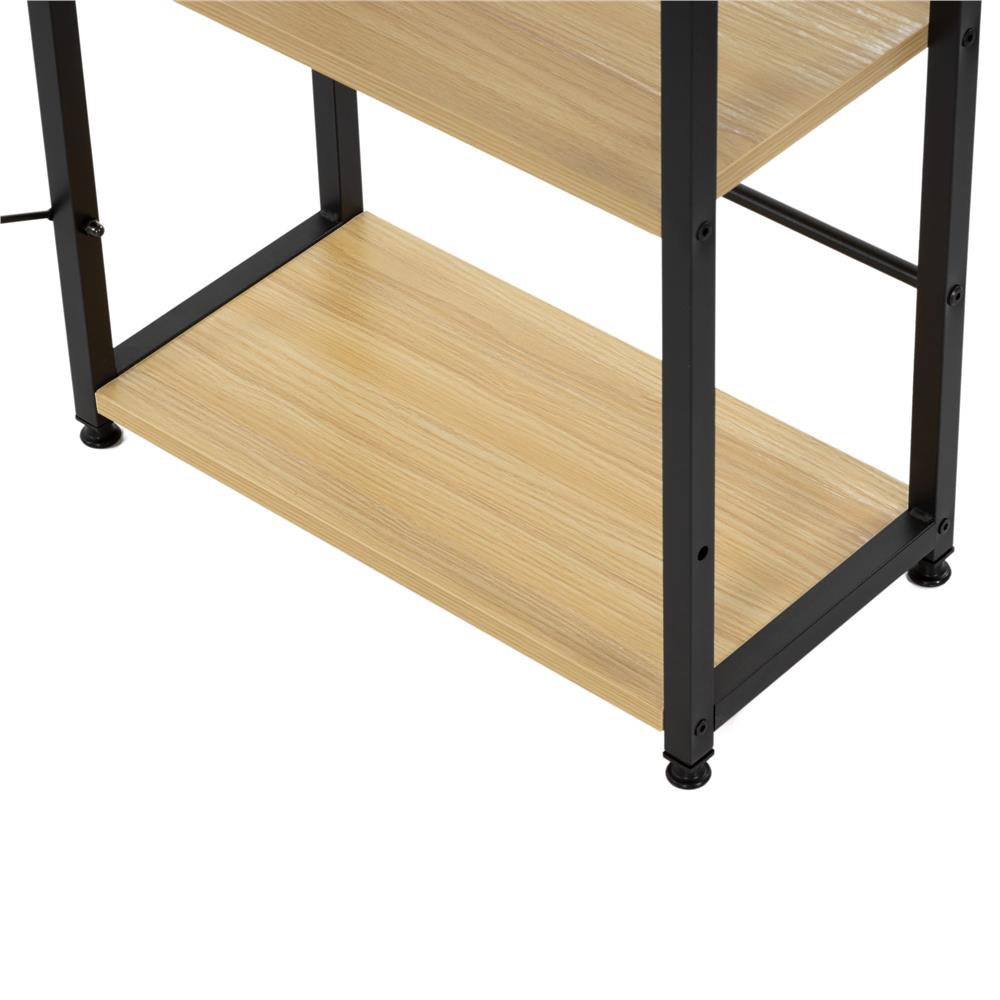 Birou cu blat MDF si rafturi laterale, cadru metalic, 120x48x122 cm, maro deschis