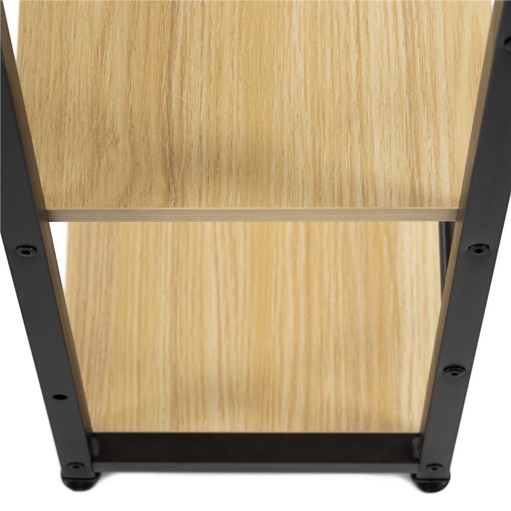 Birou cu blat MDF si rafturi laterale, cadru metalic, 120x48x122 cm, maro deschis