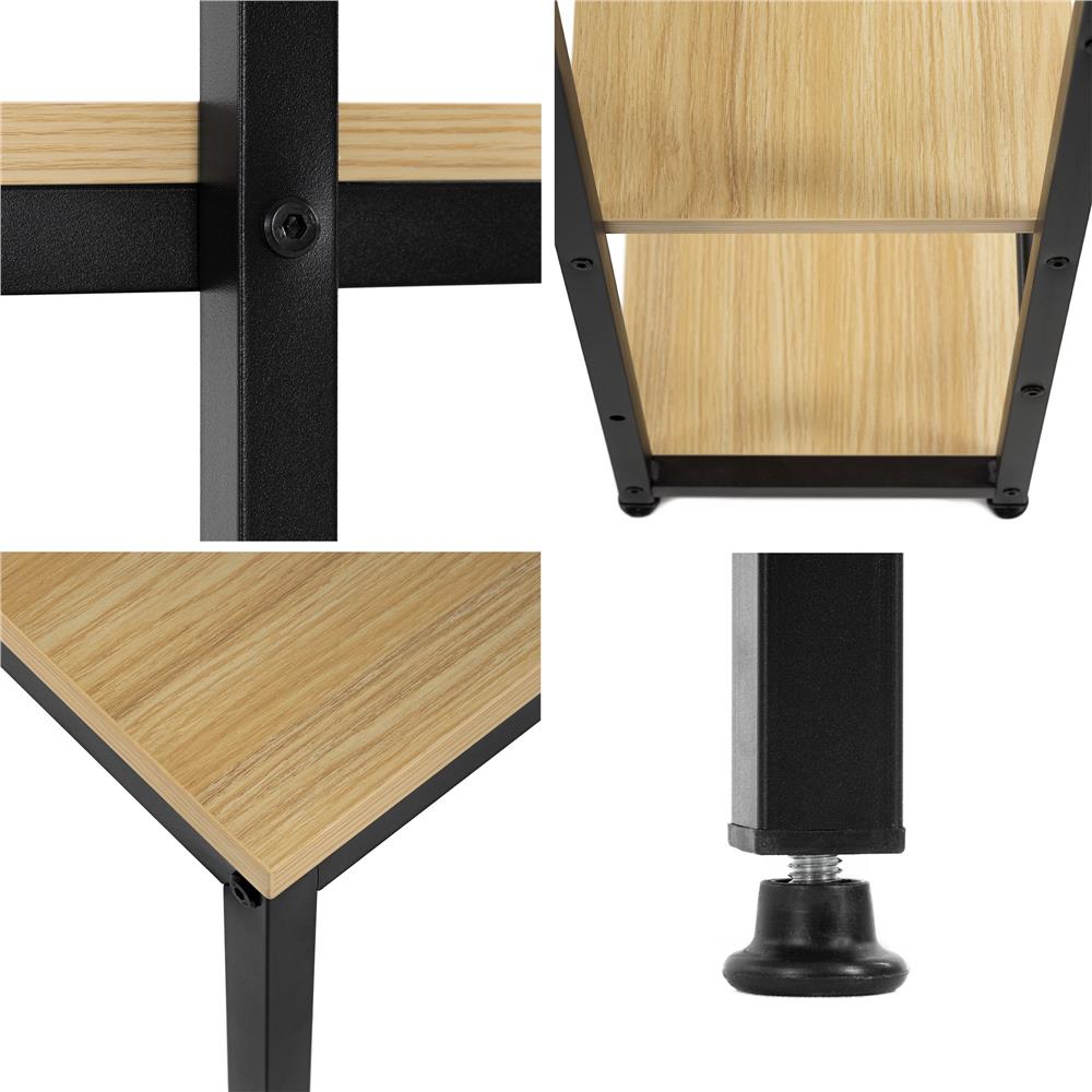Birou cu blat MDF si rafturi laterale, cadru metalic, 120x48x122 cm, maro deschis