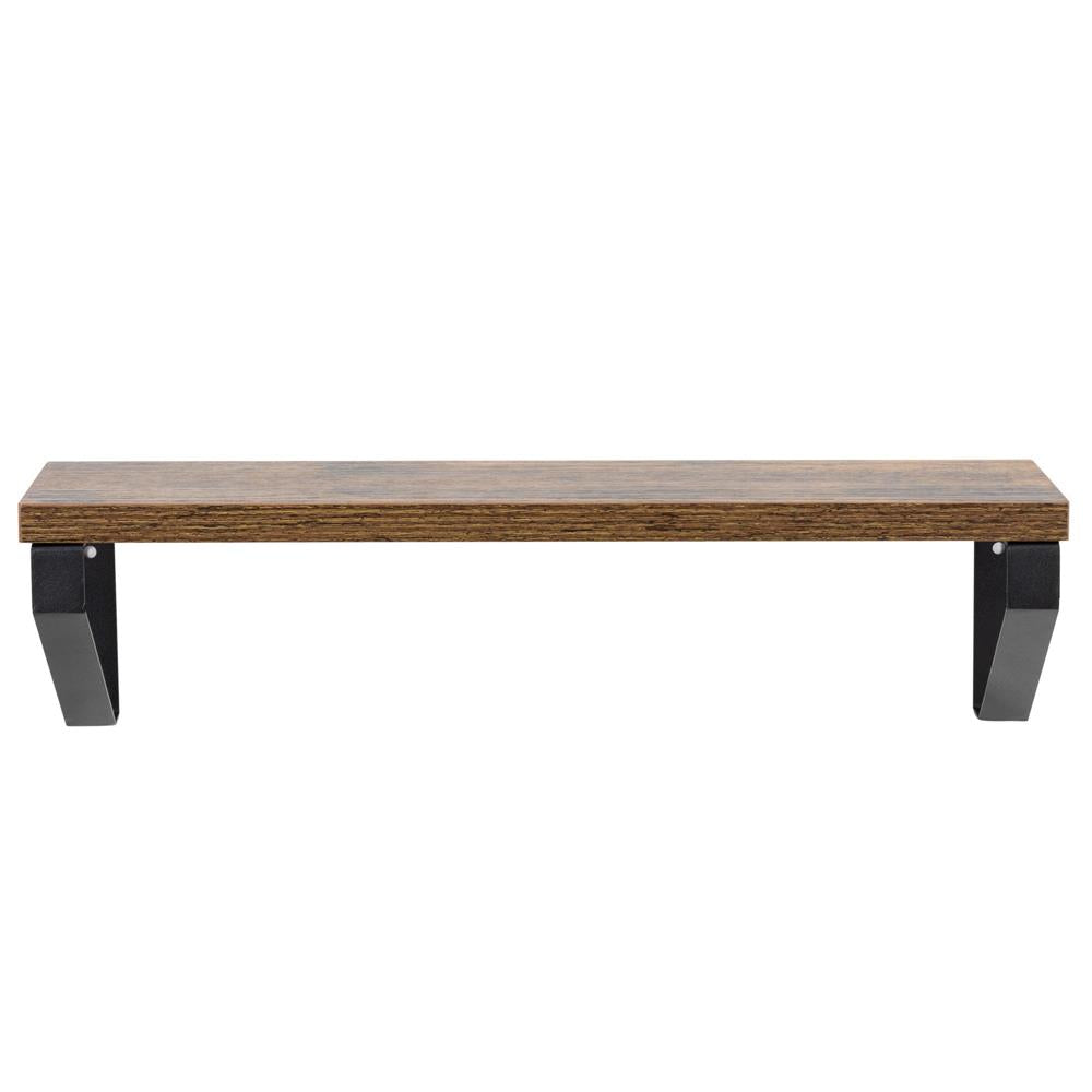 Set 3 rafturi de perete din metal si MDF, 30-35-40x12 cm, negru si maro