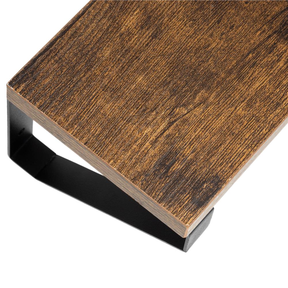 Set 3 rafturi de perete din metal si MDF, 30-35-40x12 cm, negru si maro