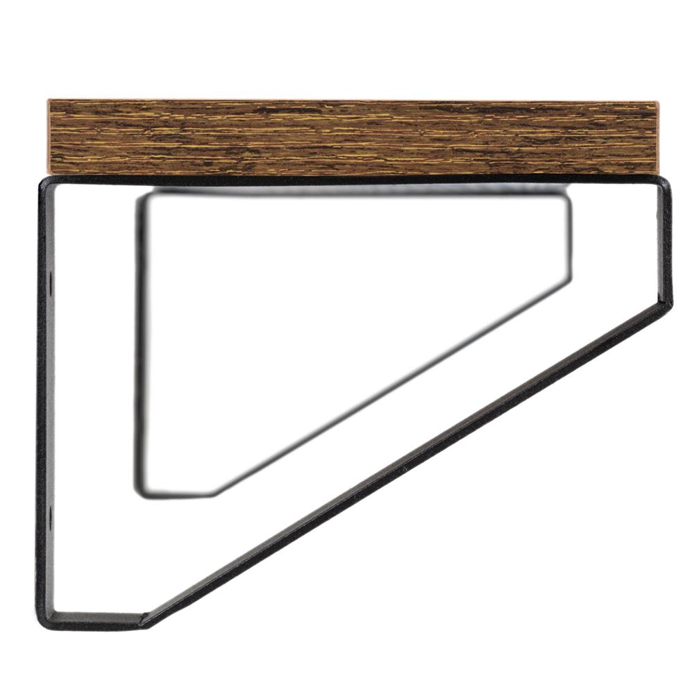 Set 3 rafturi de perete din metal si MDF, 30-35-40x12 cm, negru si maro