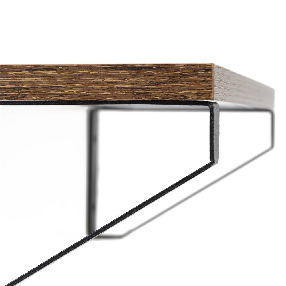 Set 3 rafturi de perete din metal si MDF, 30-35-40x12 cm, negru si maro