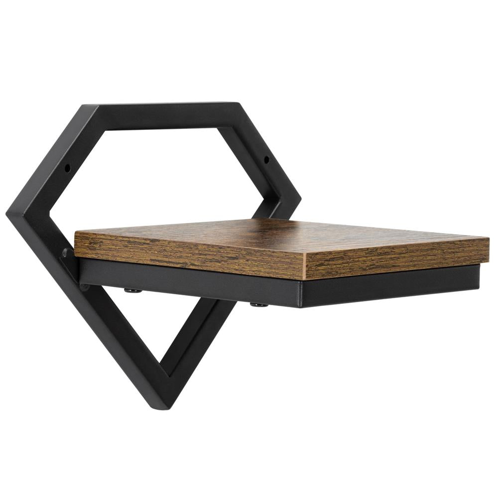 Suport de perete pentru flori, metal si MDF, 25,5x19 cm, negru/maro