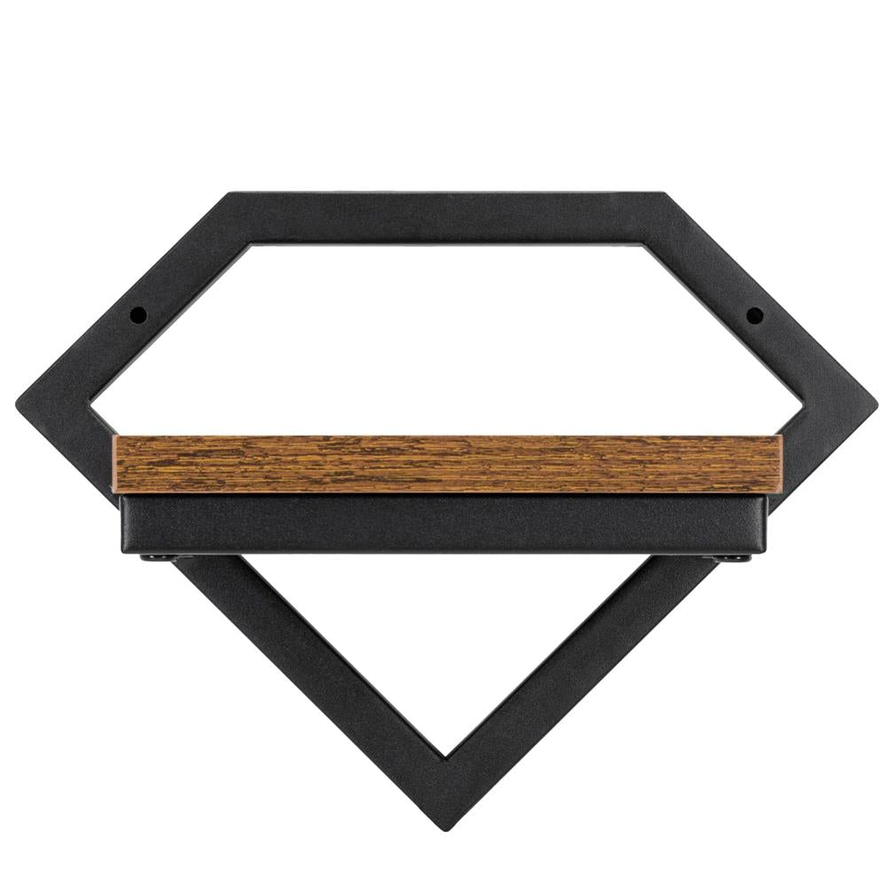 Suport de perete pentru flori, metal si MDF, 25,5x19 cm, negru/maro