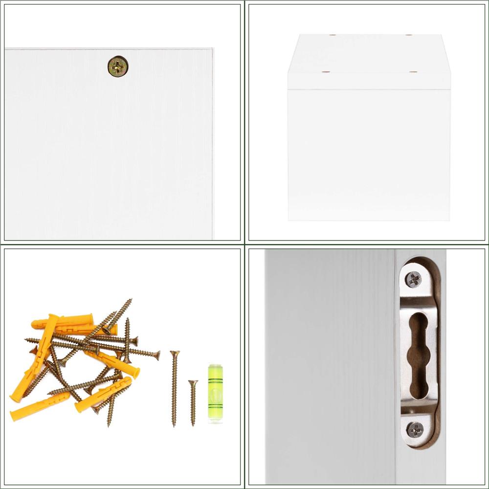 Set 3 rafturi de perete din MDF pentru decor si organizare, 30, 45 si 60 cm, alb