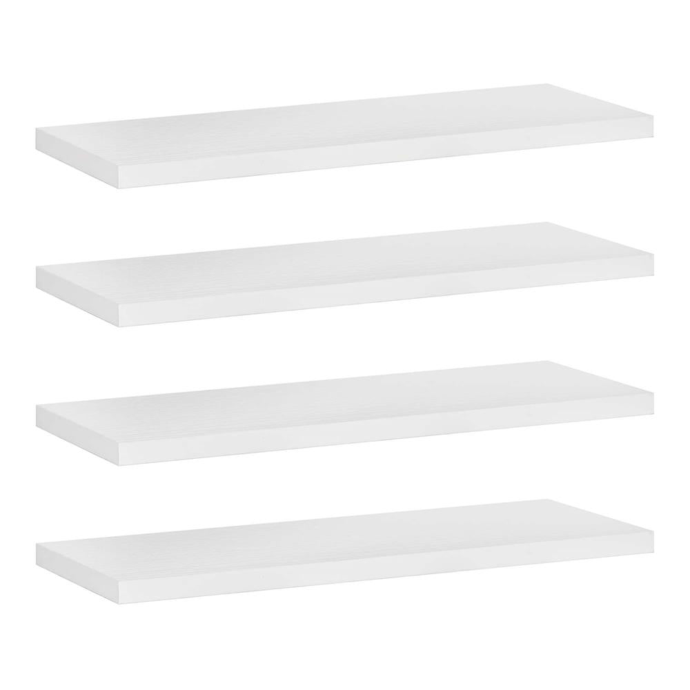 Set 4 rafturi supendate de perete, MDF cu suport metalic ingropat, 40x15 cm, alb