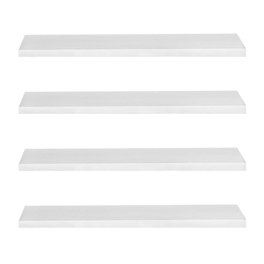 Set 4 rafturi supendate de perete, MDF cu suport metalic ingropat, 40x15 cm, alb