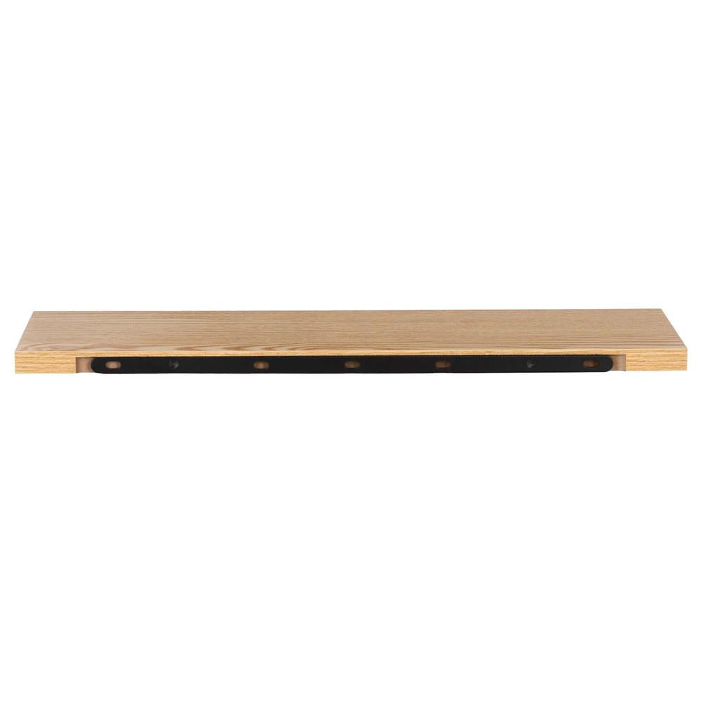 Set 3 rafturi plutitoare decorative de perete, din MDF cu suport metalic, 30, 45 si 60 cm, maro