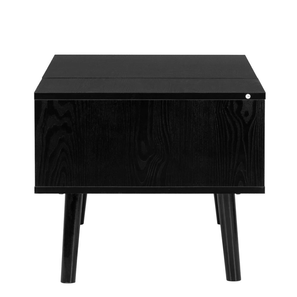 Masuta de cafea cu blat rabatabil si spatiu de depozitare, cadru metalic si PAL, 100x50x43 cm, negru