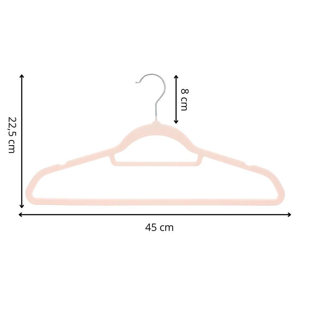 Set de 20 de umerase pentru haine, din velur, cu carlig rotativ, 45x23 cm, roz