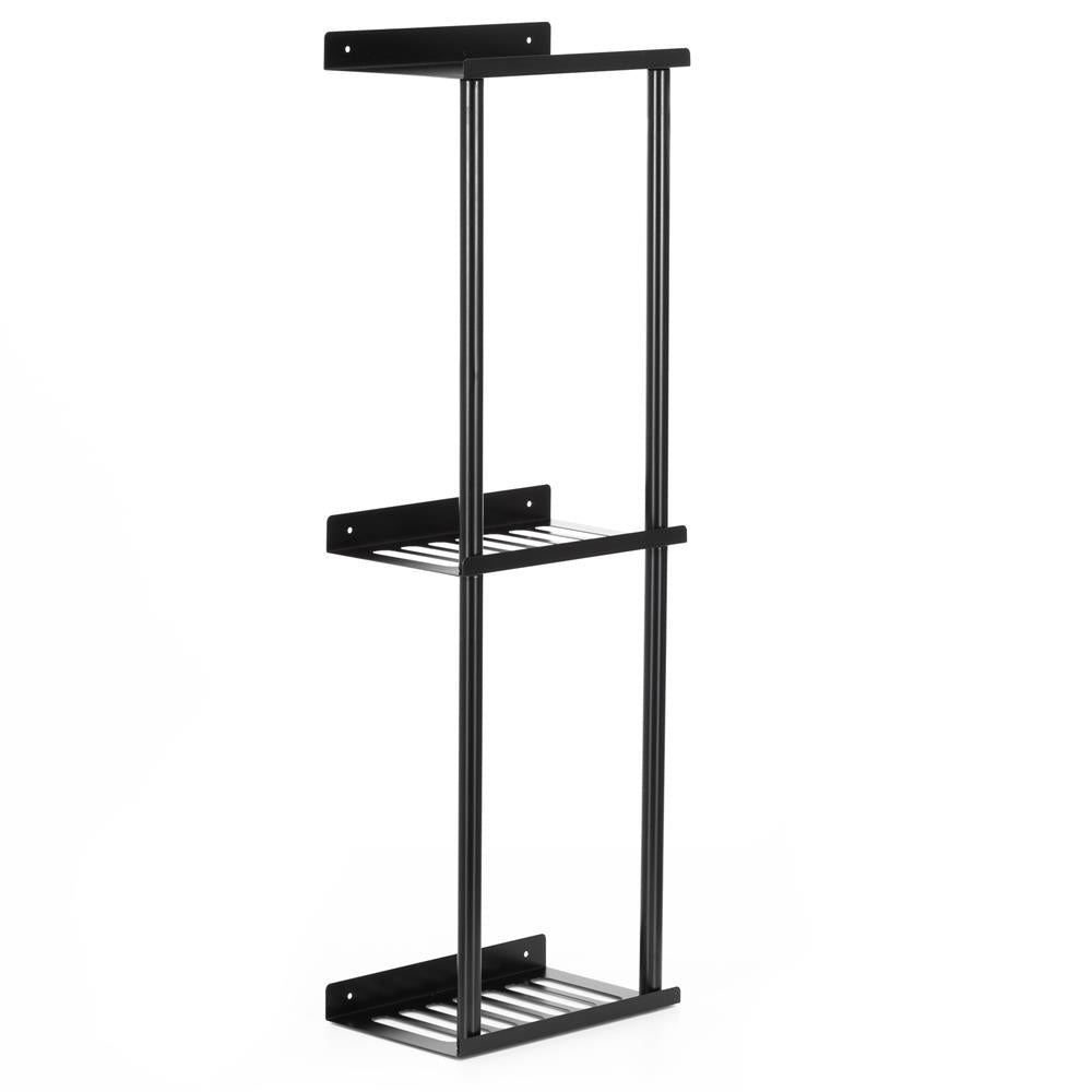 Raft metalic pentru prosoape, structura cu finisaj mat, accesorii montaj incluse, 25x16x76 cm, negru
