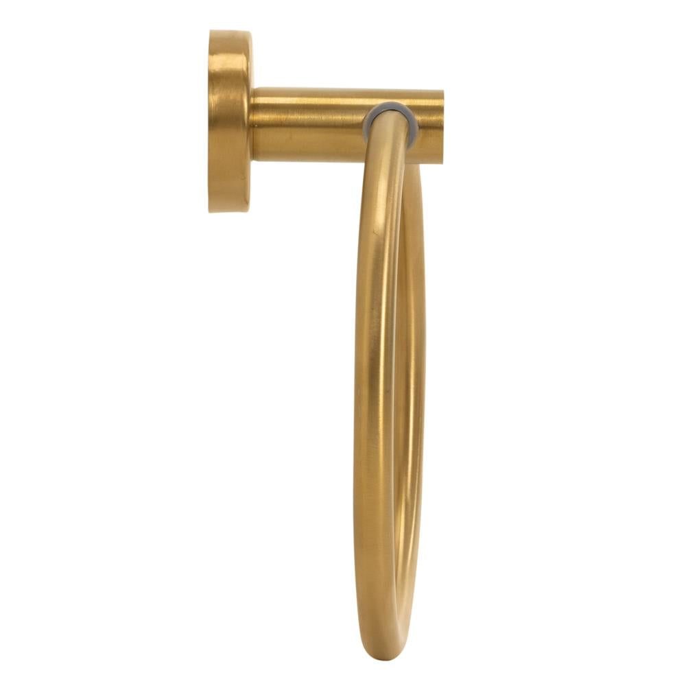 Suport metalic tip inel pentru prosop, inox cu finisaj lucios, diametru 17 cm, accesorii montaj incluse, auriu