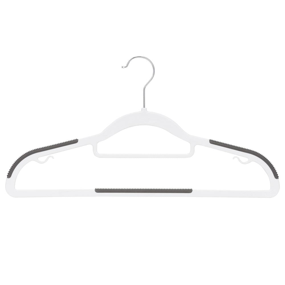 Set de 30 de umerase antiderapante pentru haine, din PE, cu carlig metalic rotativ, 41 cm, alb si gri