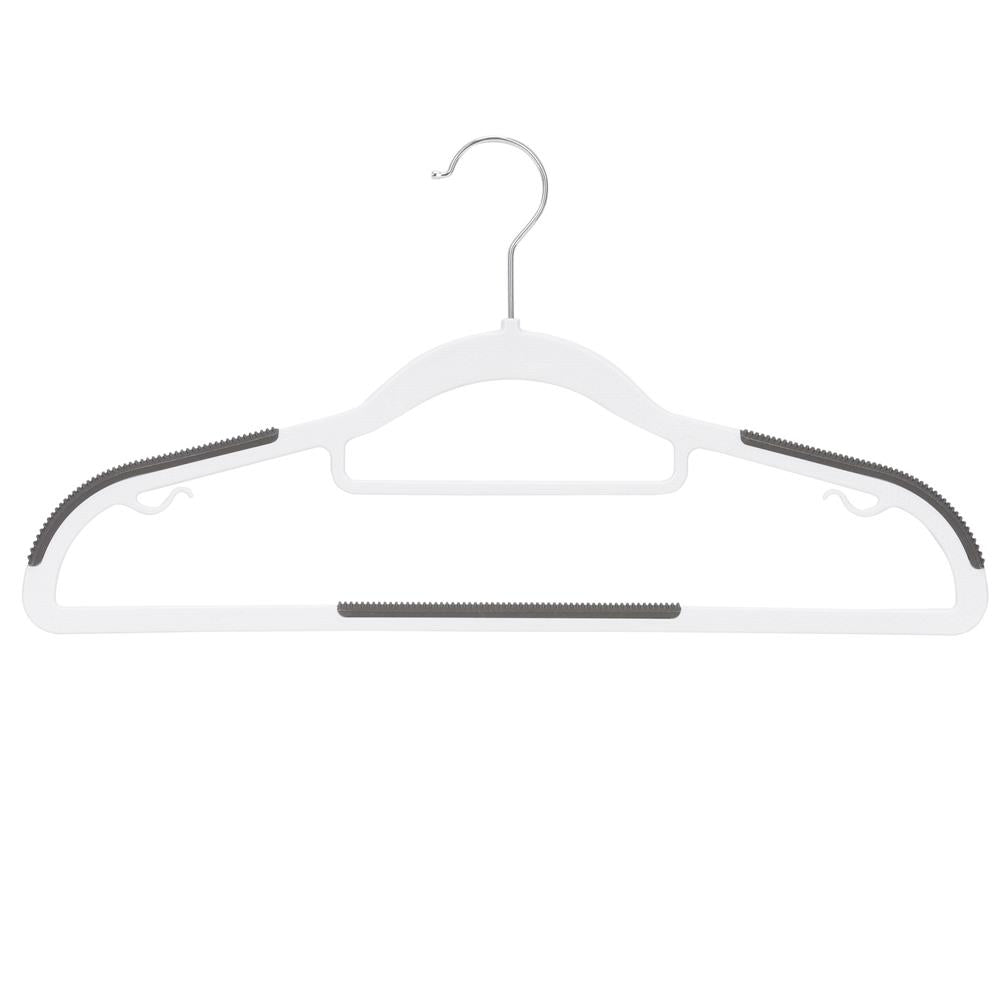 Set de 20 de umerase antiderapante pentru haine, din PE, cu carlig metalic rotativ, 41 cm, alb si gri