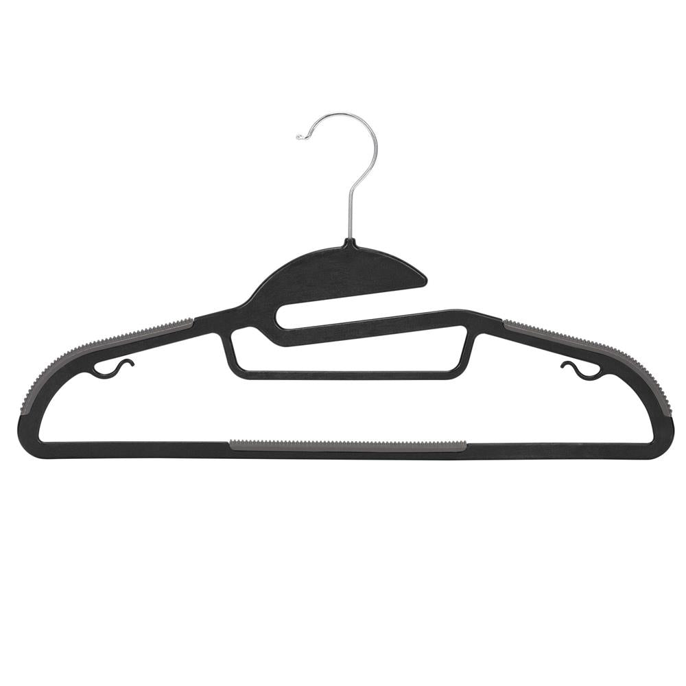 Set de 30 de umerase antiderapante pentru haine, din PE, cu carlig metalic rotativ, 41 cm, negru si gri