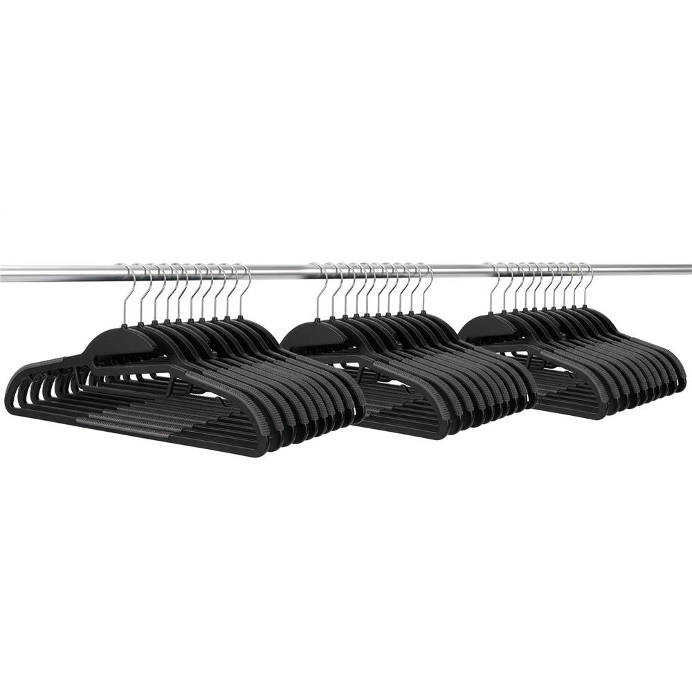 Set de 30 de umerase antiderapante pentru haine, din PE, cu carlig metalic rotativ, 41 cm, negru si gri