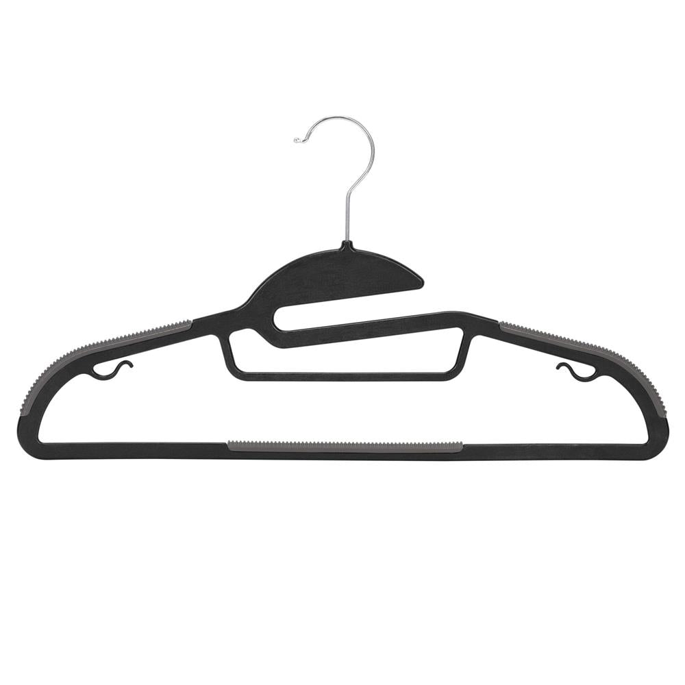 Set de 20 de umerase antiderapante pentru haine, din PE, cu carlig metalic rotativ, 41 cm, negru si gri