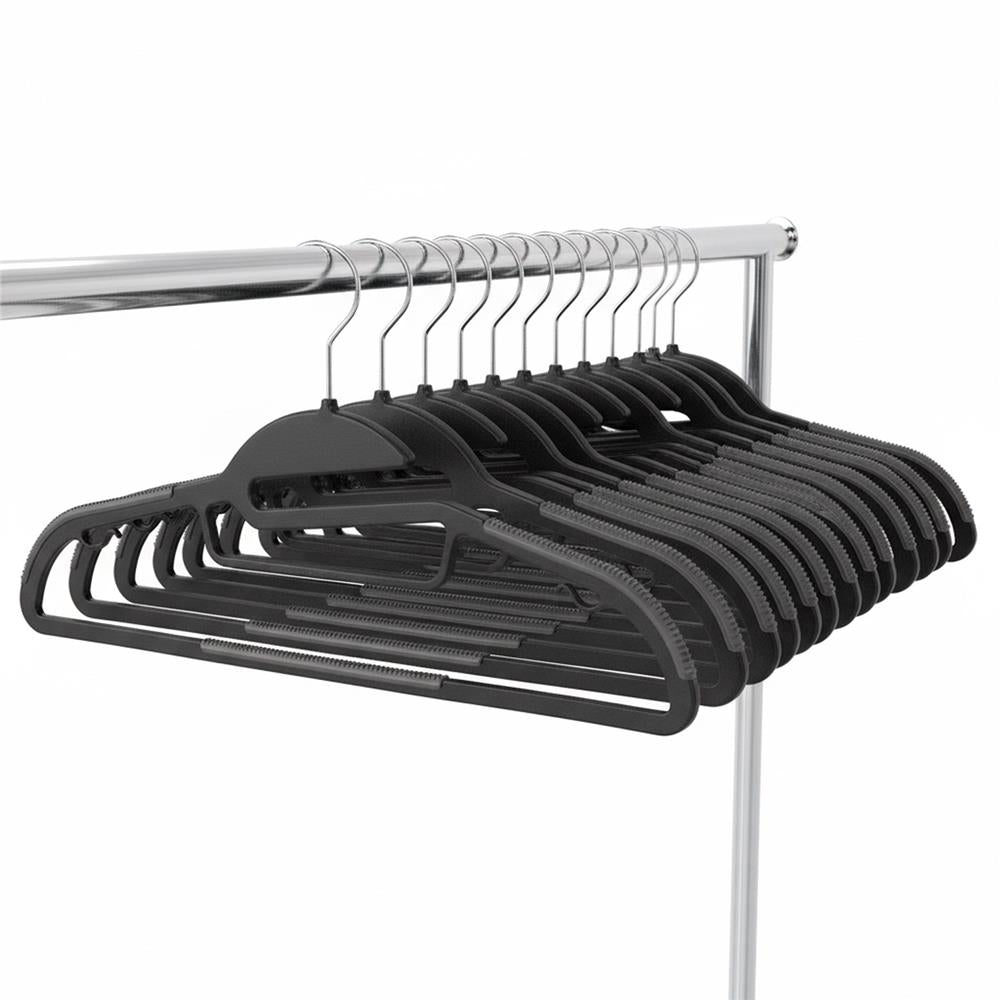 Set de 20 de umerase antiderapante pentru haine, din PE, cu carlig metalic rotativ, 41 cm, negru si gri