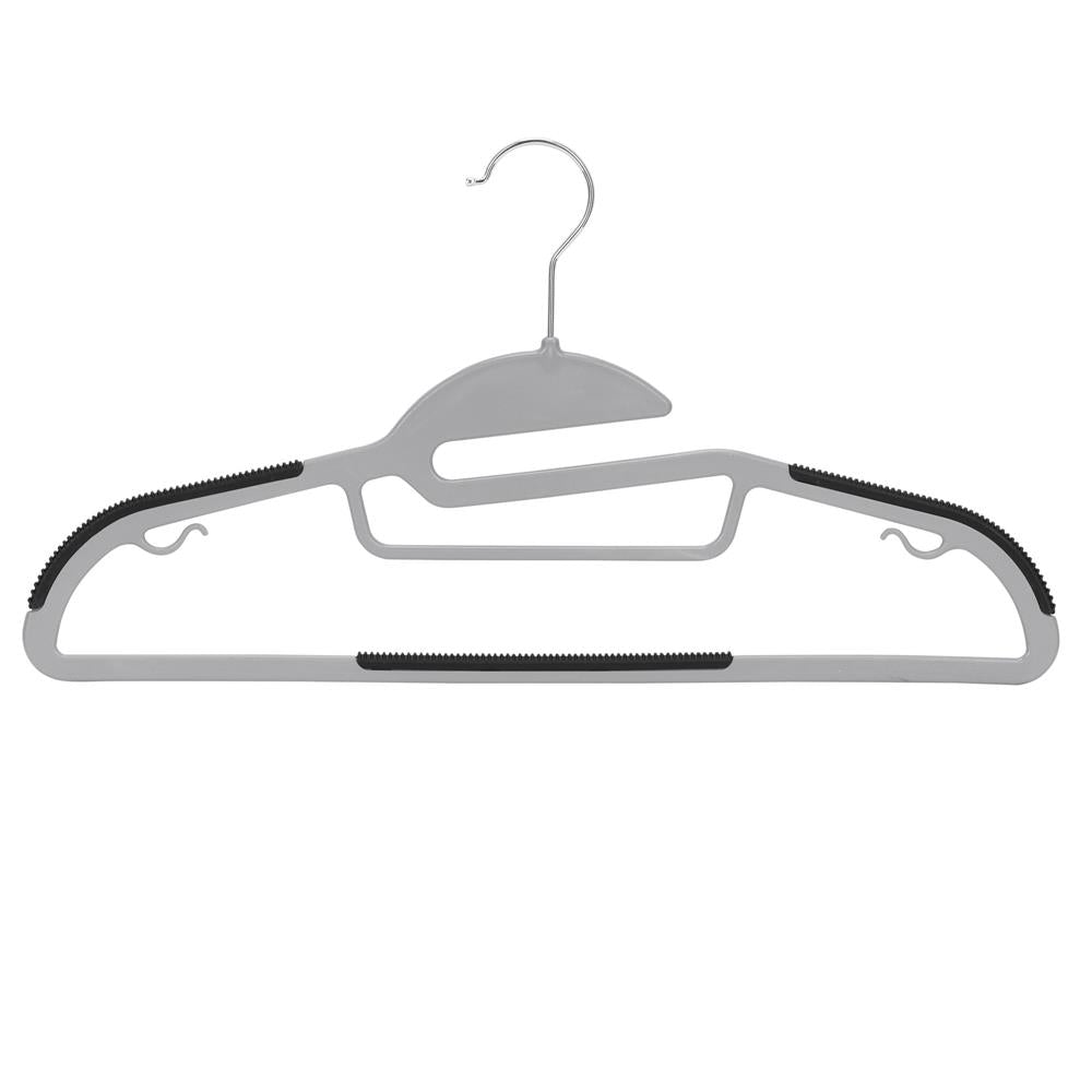 Set de 20 de umerase antiderapante pentru haine, din PE, cu carlig metalic rotativ, 41 cm, gri si negru