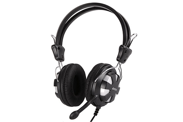 CASTI A4tech, "ComfortFit", cu fir, standard, utilizare multimedia, microfon pe brat, conectare prin Jack 3.5 mm x 2, negru / argintiu, "HS-28-2", (timbru verde 0.8 lei)
